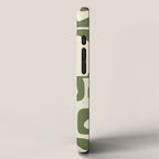 Mid Century Modern Abstract Piquet Pattern in Olive Green and Cream iPhone Case Gallery Image 2