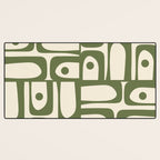 Mid Century Modern Abstract Piquet Pattern in Olive Green and Cream Desk Mat Gallery Image 3