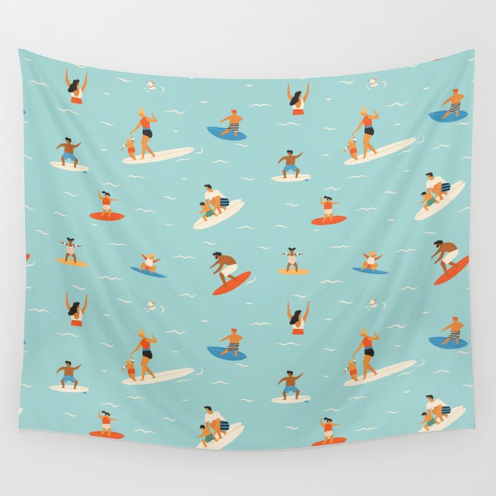 Surfing kids Wall Tapestry Gallery Image 4