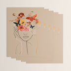 WOMAN WITH FLOWERS 7 Line Art  Wrapping Paper Gallery Image 3
