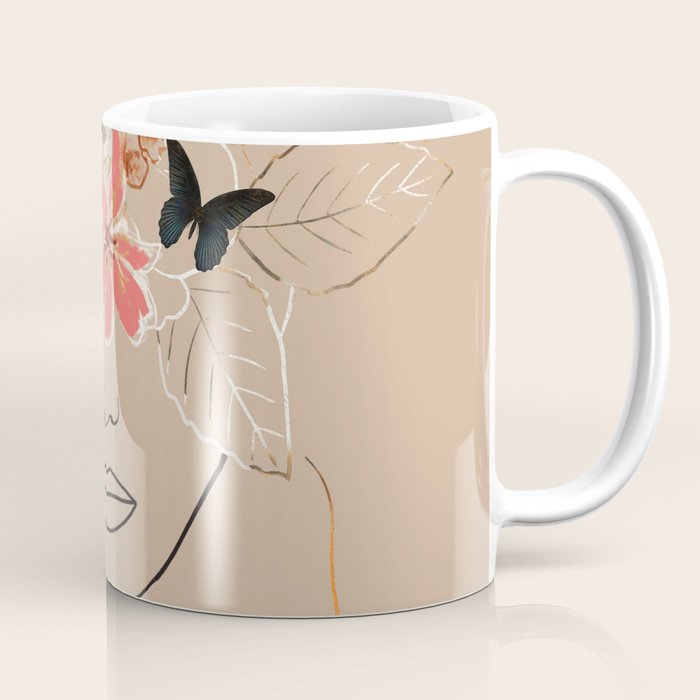 WOMAN WITH FLOWERS 7 Line Art  Coffee Mug Gallery Image 1