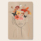 WOMAN WITH FLOWERS 7 Line Art  Cutting Board Gallery Image 1