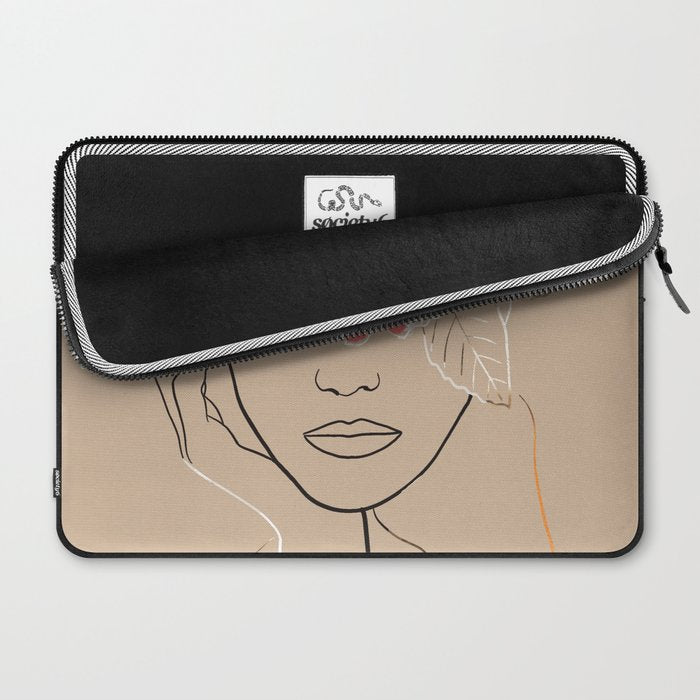 WOMAN WITH FLOWERS 7 Line Art  Laptop Sleeve Gallery Image 2