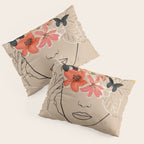 WOMAN WITH FLOWERS 7 Line Art  Pillow Sham Gallery Image 3