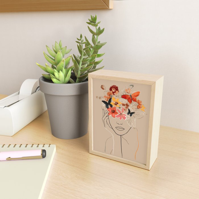 WOMAN WITH FLOWERS 7 Line Art  Mini Art Print Gallery Image 2