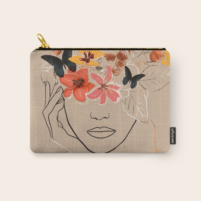 WOMAN WITH FLOWERS 7 Line Art  Carry All Pouch Gallery Image 1
