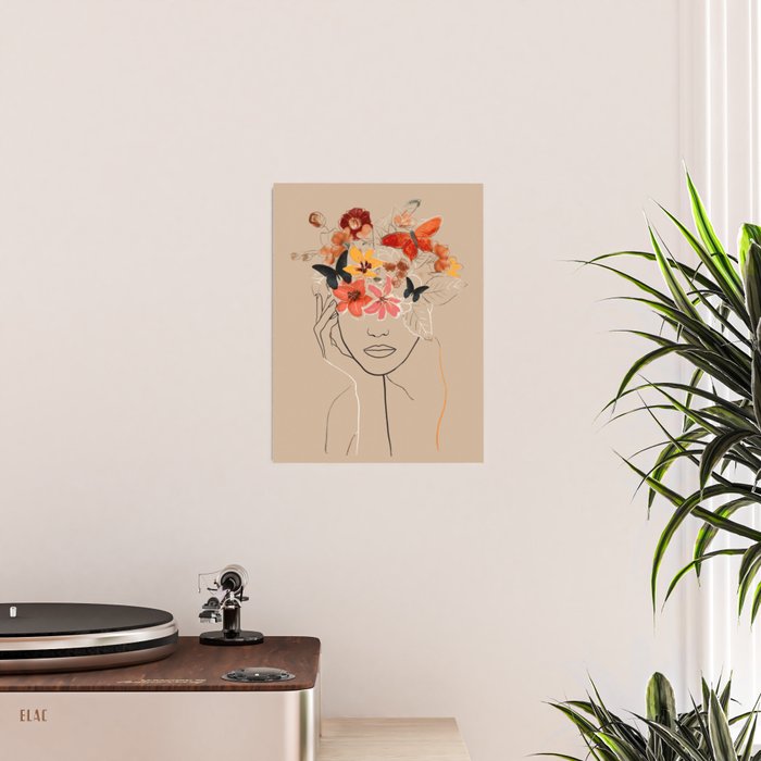 WOMAN WITH FLOWERS 7 Line Art  Poster Gallery Image 2