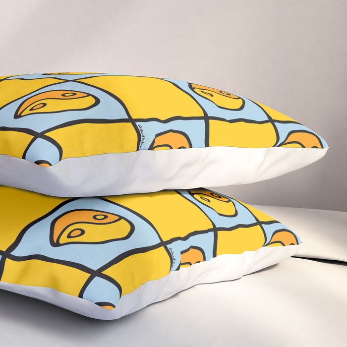 Yellow Ying Yang Checkered Print Pillow Sham Gallery Image 3