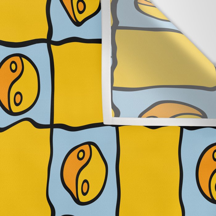 Yellow Ying Yang Checkered Print Wall Tapestry Gallery Image 3