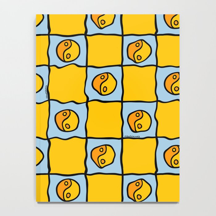 Yellow Ying Yang Checkered Print Notebook Gallery Image 4