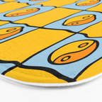 Yellow Ying Yang Checkered Print Bath Mat Gallery Image 3