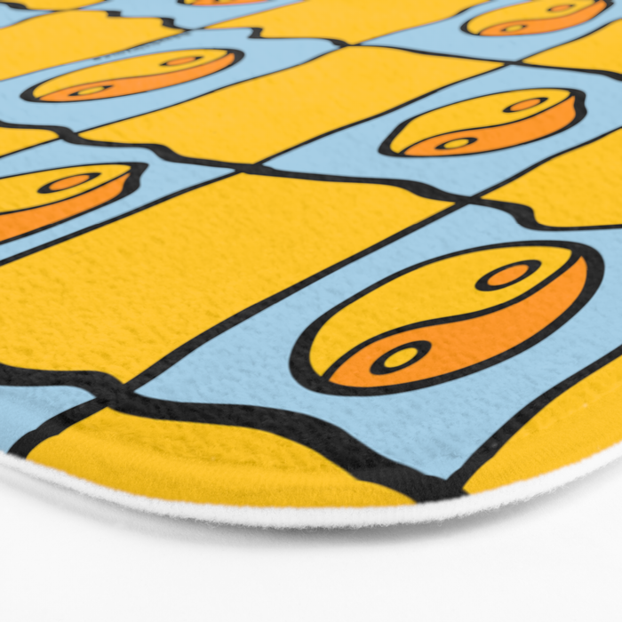 Yellow Ying Yang Checkered Print Bath Mat Gallery Image 3
