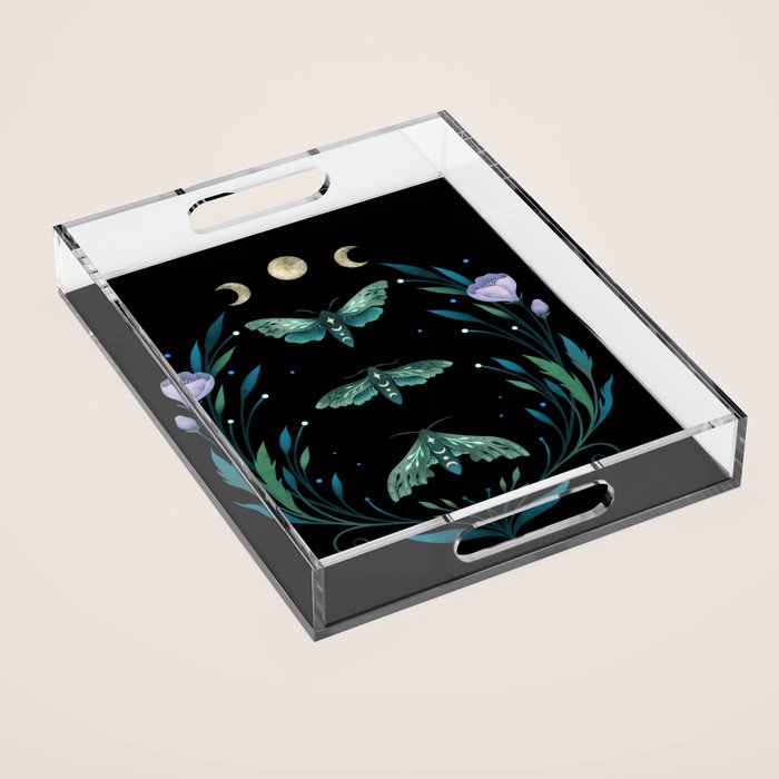 Lime Hawk Moths Night Acrylic Tray Gallery Image 1