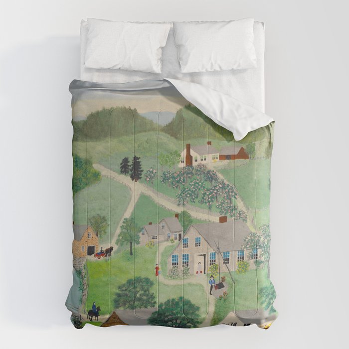 Anna Mary Robertson 'Grandma' Moses The Old Oaken Bucket American Folk Art Comforter Gallery Image 6