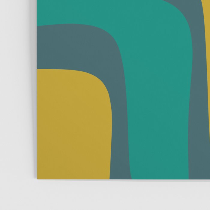 Palm Springs Mid Century Modern Abstract Pattern in Teal and Mid Mod Orange, Olive, Mustard Poster Gallery Image 3