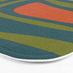 Palm Springs Mid Century Modern Abstract Pattern in Teal and Mid Mod Orange, Olive, Mustard Bath Mat Gallery Image 3
