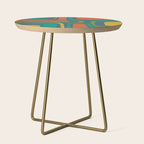 Palm Springs Mid Century Modern Abstract Pattern in Teal and Mid Mod Orange, Olive, Mustard Side Table Gallery Image 1