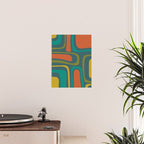 Palm Springs Mid Century Modern Abstract Pattern in Teal and Mid Mod Orange, Olive, Mustard Poster Gallery Image 2