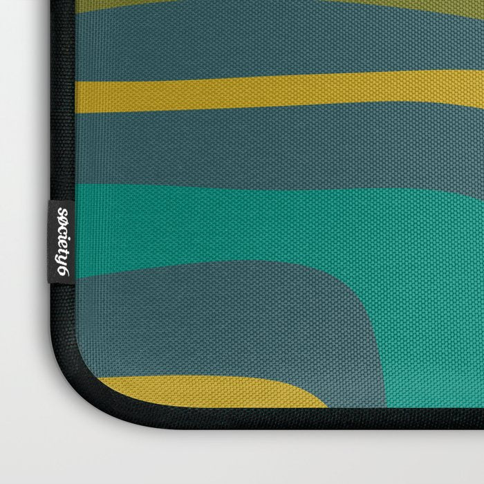 Palm Springs Mid Century Modern Abstract Pattern in Teal and Mid Mod Orange, Olive, Mustard Laptop Sleeve Gallery Image 3