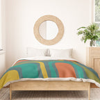Palm Springs Mid Century Modern Abstract Pattern in Teal and Mid Mod Orange, Olive, Mustard Duvet Cover Gallery Image 3