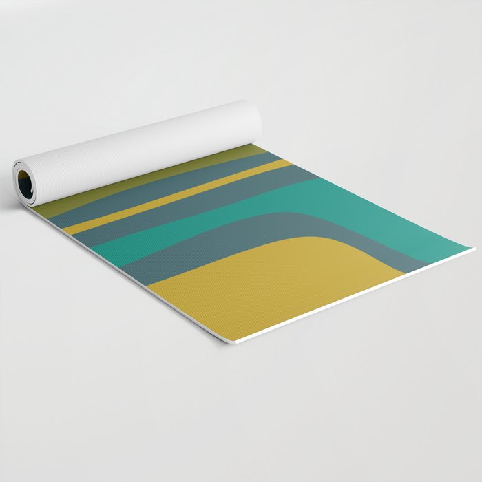Palm Springs Mid Century Modern Abstract Pattern in Teal and Mid Mod Orange, Olive, Mustard Yoga Mat Gallery Image 2