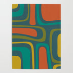 Palm Springs Mid Century Modern Abstract Pattern in Teal and Mid Mod Orange, Olive, Mustard Poster Gallery Image 4
