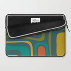 Palm Springs Mid Century Modern Abstract Pattern in Teal and Mid Mod Orange, Olive, Mustard Laptop Sleeve Gallery Image 2
