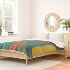 Palm Springs Mid Century Modern Abstract Pattern in Teal and Mid Mod Orange, Olive, Mustard Duvet Cover Gallery Image 2