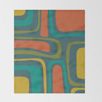 Palm Springs Mid Century Modern Abstract Pattern in Teal and Mid Mod Orange, Olive, Mustard Throw Blanket Gallery Image 2