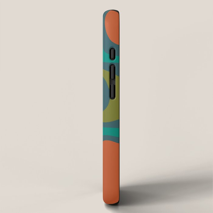 Palm Springs Mid Century Modern Abstract Pattern in Teal and Mid Mod Orange, Olive, Mustard iPhone Case Gallery Image 2