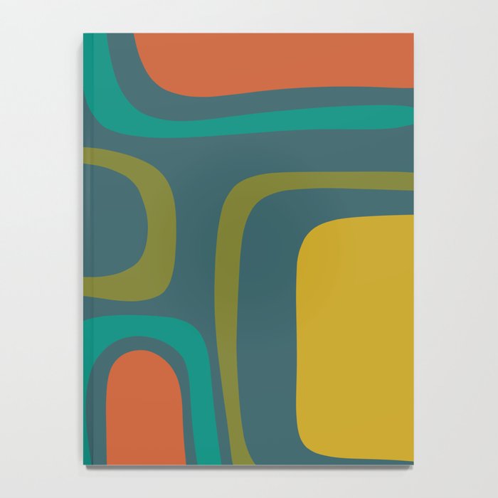 Palm Springs Mid Century Modern Abstract Pattern in Teal and Mid Mod Orange, Olive, Mustard Notebook Gallery Image 4