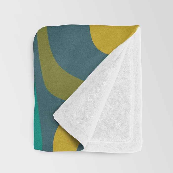 Palm Springs Mid Century Modern Abstract Pattern in Teal and Mid Mod Orange, Olive, Mustard Throw Blanket Gallery Image 3
