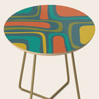 Palm Springs Mid Century Modern Abstract Pattern in Teal and Mid Mod Orange, Olive, Mustard Side Table Gallery Image 2