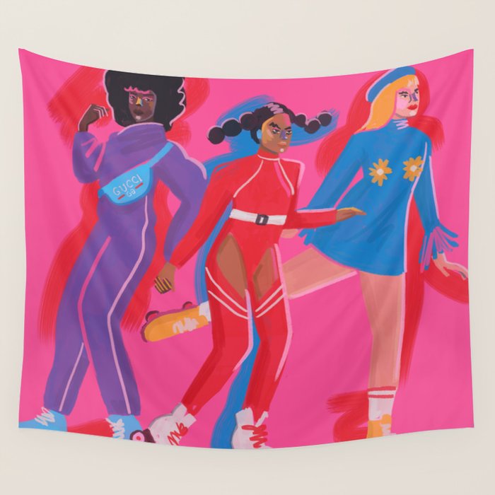 Roller Skaters 3 Wall Tapestry Gallery Image 4