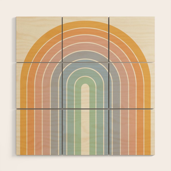 Gradient Arch XIII Retro Mid Century Modern Rainbow Wood Wall Art Gallery Image 1