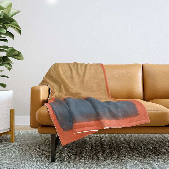 Colourful Field Lemon Slate Blue Throw Blanket Gallery Image 1