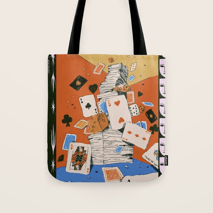 'Texas' - Surreal Illustration with Playing Cards and Dice, Western Retro Style Tote Bag Gallery Image 1