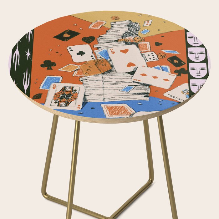 'Texas' - Surreal Illustration with Playing Cards and Dice, Western Retro Style Side Table Gallery Image 2