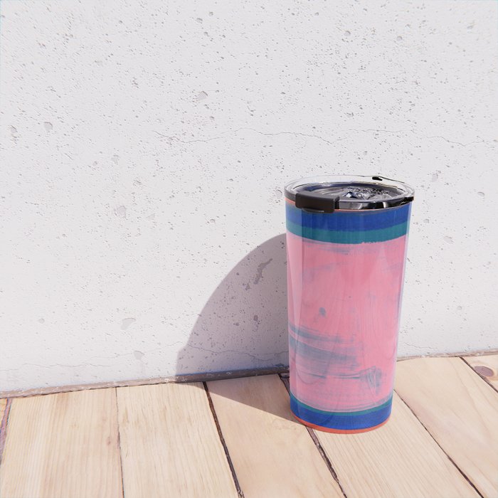 Double Blue Pink Colourfield  Travel Mug Gallery Image 4