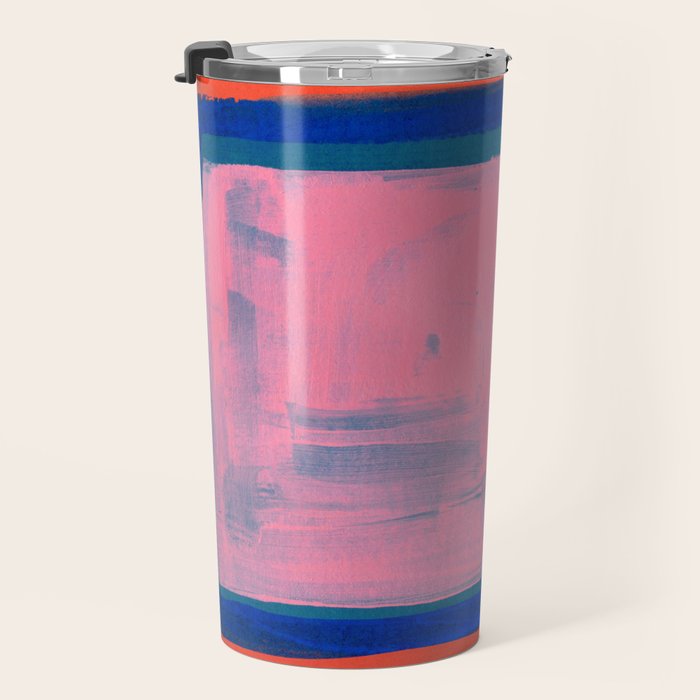 Double Blue Pink Colourfield  Travel Mug Gallery Image 3
