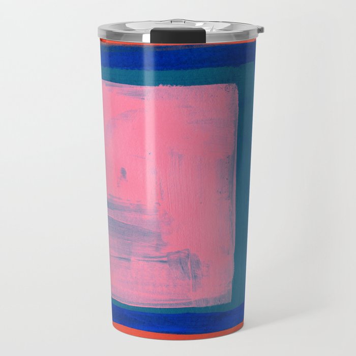 Double Blue Pink Colourfield  Travel Mug Gallery Image 1