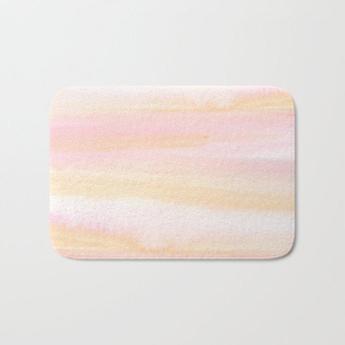 Pastel pink coral blush cream watercolor abstract watercolor pattern Bath Mat Gallery Image 1
