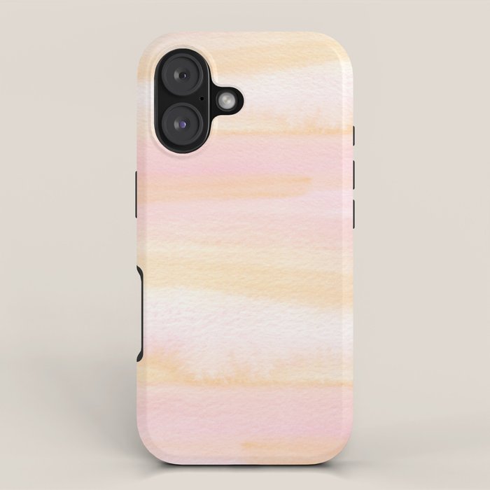 Pastel pink coral blush cream watercolor abstract watercolor pattern iPhone Case Gallery Image 1
