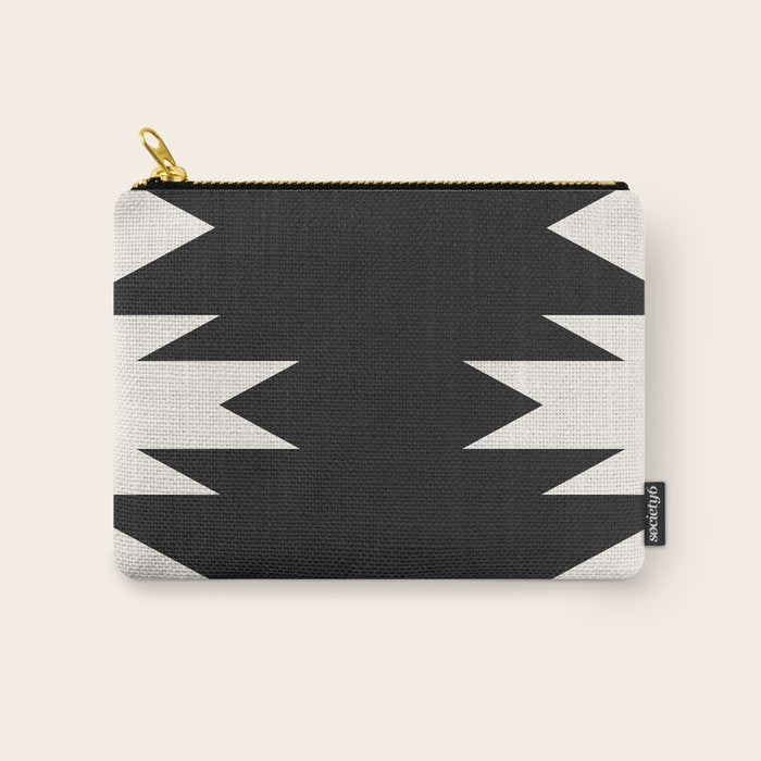 Geometric Southwestern Minimalism - Black and White Carry All Pouch Gallery Image 1