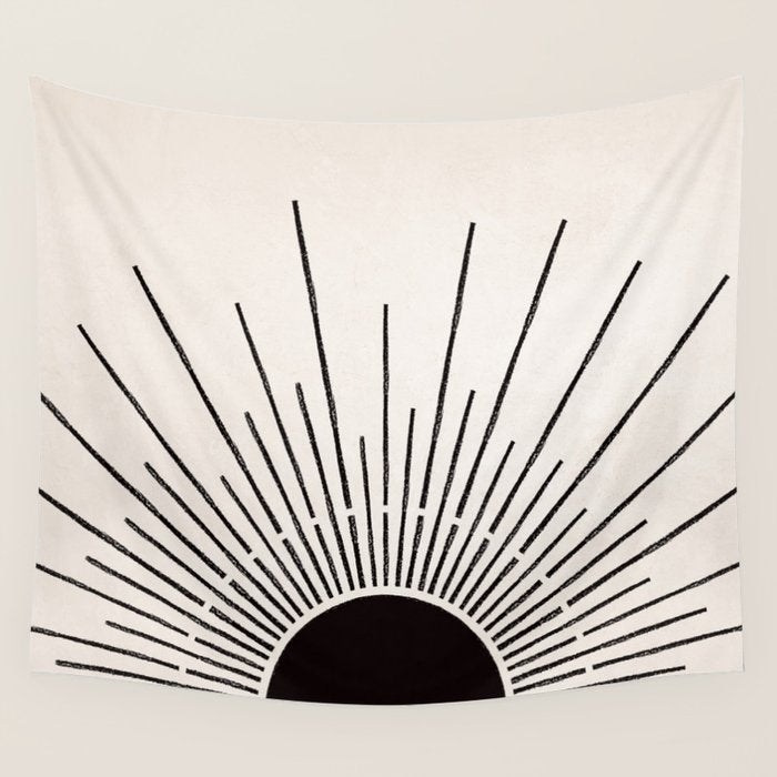 Boho Sun no. 5 Black Wall Tapestry Gallery Image 4