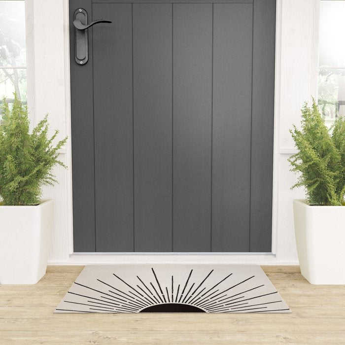 Boho Sun no. 5 Black Welcome Mat Gallery Image 3