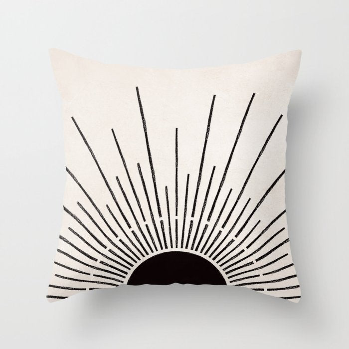 Boho Sun no. 5 Black Throw Pillow Gallery Image 6