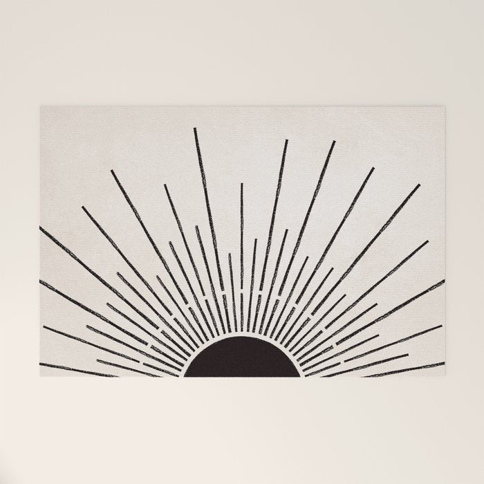 Boho Sun no. 5 Black Welcome Mat Gallery Image 1