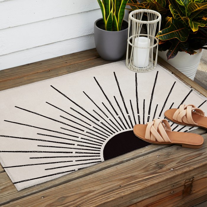 Boho Sun no. 5 Black Outdoor Rug Gallery Image 2
