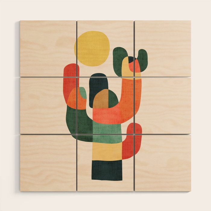 Cactus in the desert Wood Wall Art Gallery Image 1